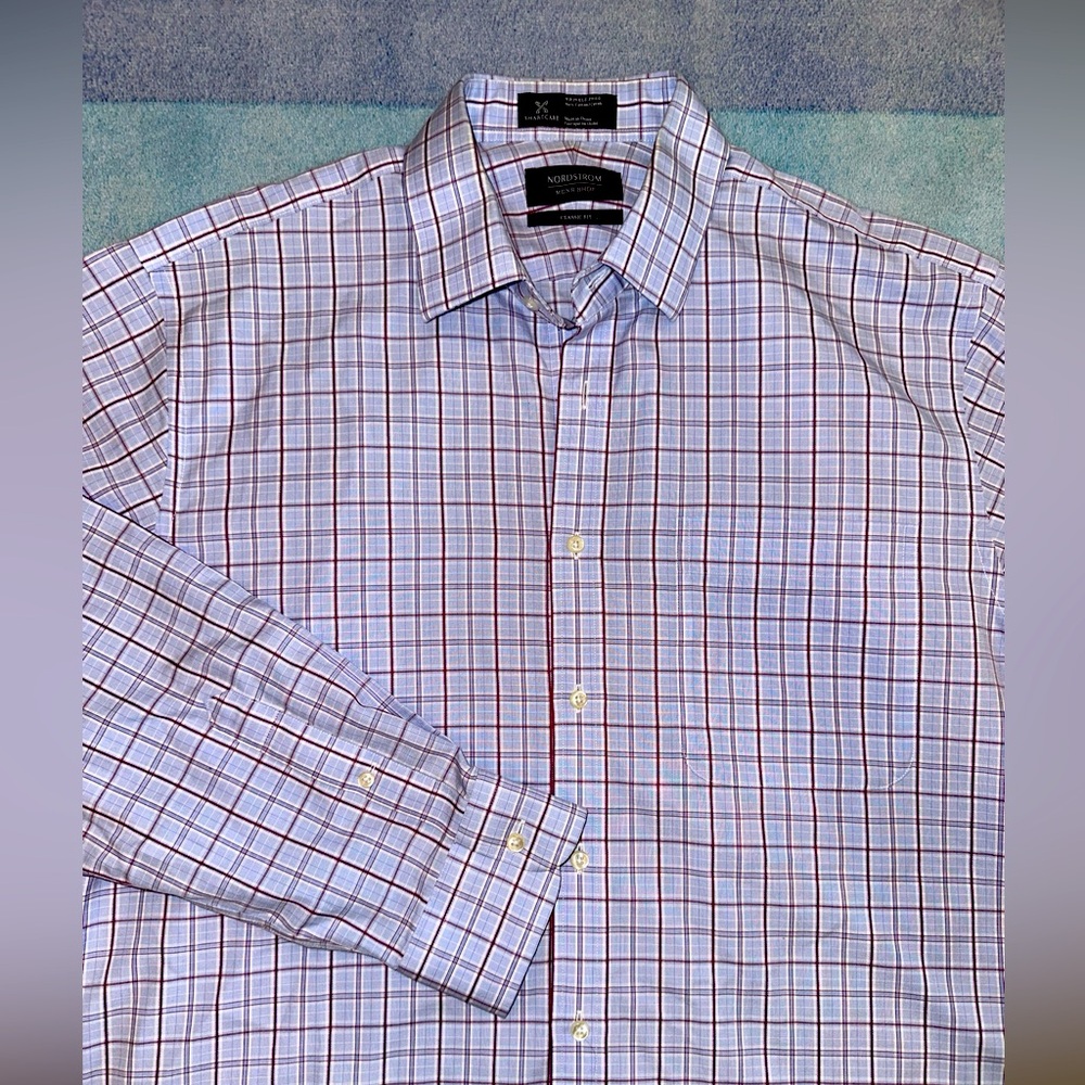 Nordstrom Men's Shop Classic Fit Wrinkle Free Long Sleeve Dress Shirt Size 16 36